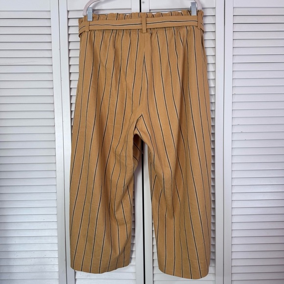 J. Jill Emilie Wide Leg Linen Stretch Cropped Pant Stripe Yellow Ochre Size 2X - Picture 3 of 8